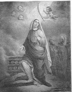 Heilige Apollonia Jungfrau und Märtyrerin, schaut vor ihrem Martyrium gen Himmel.