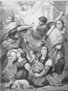 Die heiligen unschuldigen Kinder sind die Märtyrerblüten, die im Auftrag von Herodes durch seine Schergen den Müttern entrissen und getötet werden.