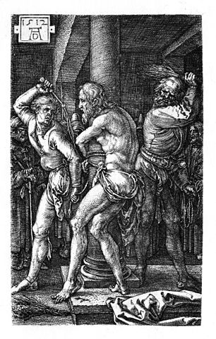 Die christliche Entsagung oder die Lehre der christlichen Abtötung: Geißelung: Kupferstich von Albrecht Dürer