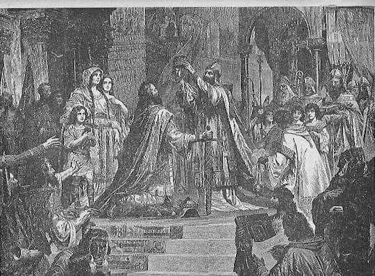 Karl der Große wird von Papst Leo III. zum Kaiser gekrönt