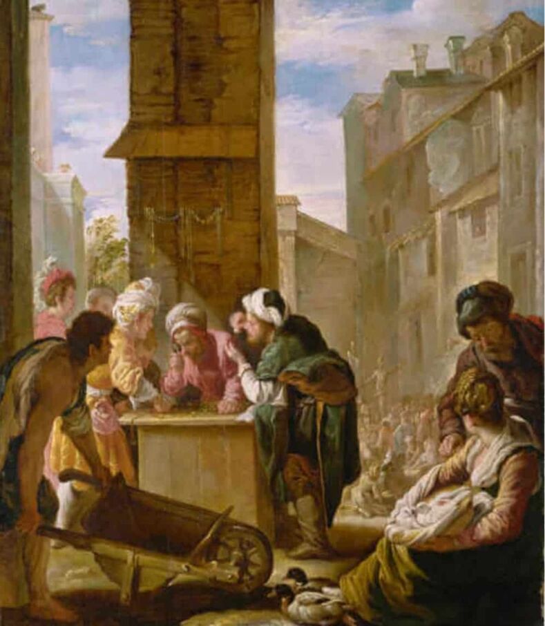 Die Parabel von der kostbaren Perle: Ein Händler begutachtet eine kostbare Perle