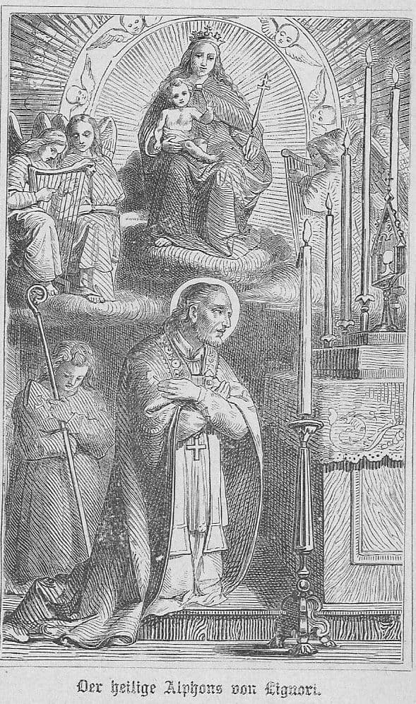 Beiträge von Alfons von Liguori: kniend am Altar; Maria mit Jesus über ihm