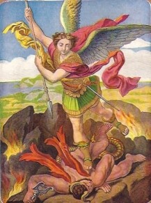 Der heilige Erzengel Michael besiegt den höllischen Drachen.