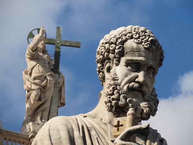 Statthalter Jesu Christi regieren die Welt: Hl. Petrus mit Schlüssel; Christus im Hintergrund