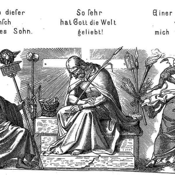 Jesus mit dem Rohr in der Hand, auf der rechten ist Judas zu sehen