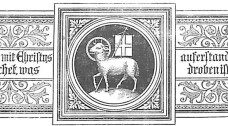 Der Osterkreis: Ein Band mit Ornamenten: In der Mitte das Lamm Gottes mit der Siegesfahne