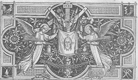 Die Liebe zu Jesus Christus: Zwei Engel halten das Schweißtuch Jesu in den Händen