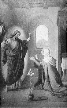 Der auferstandene Heiland Jesus Christus erscheint Seiner Mutter Maria, vor Ihm kniet