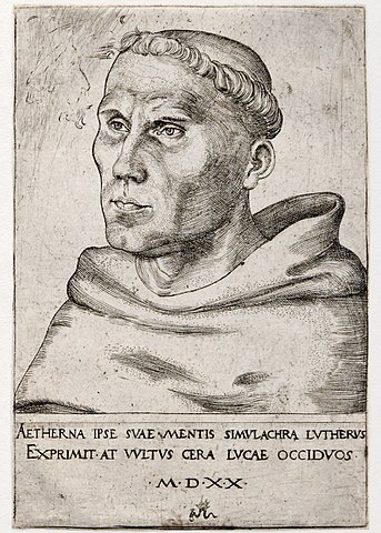 Luther und der Papst: Luther als Mönch, von Lucas Cranach dem Älteren porträtiert