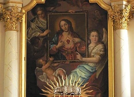 Litanei zum heiligsten Herzen Jesu: Altarbild in der Herz-Jesu-Wallfahrtskirche in Velburg (Oberpfalz)