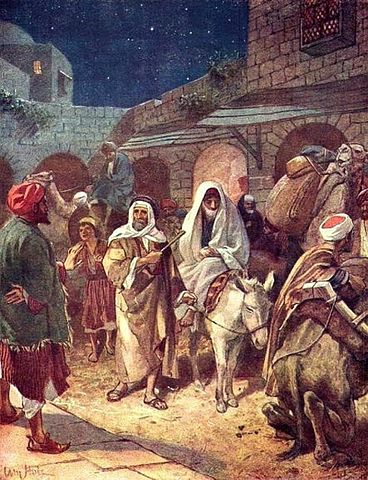 Die Reise von Maria und Joseph nach Bethlehem: ihre Ankunft
