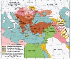 Die neue Türkengefahr 1481-1532: Die Expansion des Osmanischen Reichs; Eroberungen Süleymans in rosa