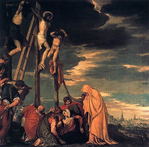 Jesus spricht die sieben letzten Worte: Jesus mit den zwei Misstäter am Kreuz
