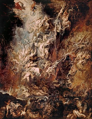 Das höllische Feuer peinigt das Gefühl: Gemälde von Rubens - Höllensturz der Verdammten