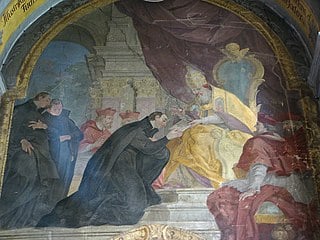 Die Tätigkeit des Jesuitenordens: Der hl. Ignatius von Loyola erhält die päpstliche Bulle am 27.9.1540 von Papst Paul III.