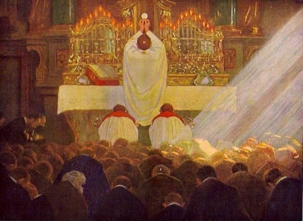 Von der Bestimmung des Priesters: Er steht in der heiligen Messe vor dem Hochaltar