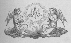 Zwei Engel sitzen auf einer Wolke, zwischen ihnen ist eine Sonne mit Strahlen