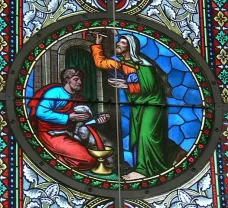 Das Passahfest im Judentum: Opferung des Lamms während der Plagen (1880), Pfarrkirche Andelsbuch (Vorarlberg)