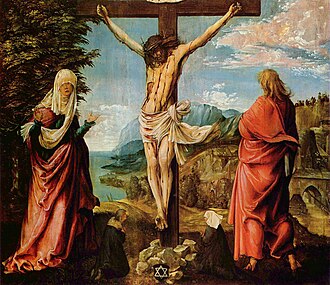 Mutter Jesu und Johannes unter dem Kreuz: Gemälde von Albrecht Altdorfer (1480–1538)