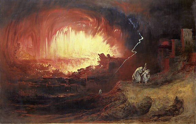 Sodomie im Alten Testament: Die Zerstörung von Sodom und Gomorra. Gemälde von John Martin, 1852