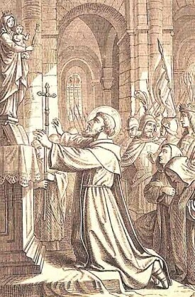 Heiliger Bernhard von Clairveaux Kirchenlehrer: Er kniet vor dem Altar