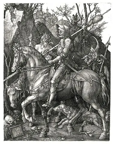Der Glaube an den Teufel im Mittelalter: Ritter, Tod und Teufel (Albrecht Dürer)