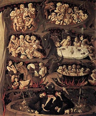 Von der Pein des Verlustes Gottes: Die Verdammten in der Hölle, Detail des Jüngsten Gerichts von Beato Angelico, um 1431