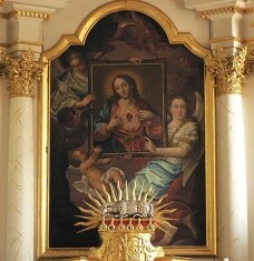 Litanei zum heiligsten Herzen Jesu: Altarbild in der Herz-Jesu-Wallfahrtskirche in Velburg (Oberpfalz)